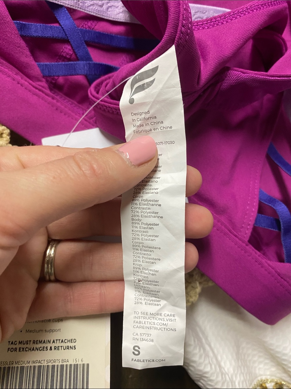 Fabletics Kessler Medium Impact Raspberry Racerback Sports Bralette - Picture 7 of 8